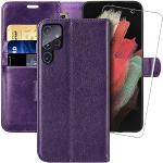 Reduzierte Violette Samsung Galaxy S22 Ultra Hüllen Art: Flip Cases mit Bildern aus Leder stoßfest für Herren 