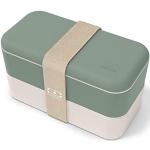 MONBENTO - Bento Box MB Original Natural mit Fächern Made in France - 2 Tier Auslaufsicher Lunch Box Perfekt für Büro/Meal Prep/Schule - BPA Frei - Brotdose Lebensmittelbehälter - Grün