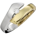 Moncara Damen Ring, 375er Gelb-/Weißgold mit Diamant, ca. 0,05 Karat, bicolor