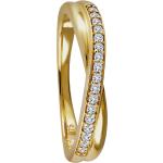 Goldene Elegante Moncara Goldringe aus Gold mit Diamant für Damen Größe 56 