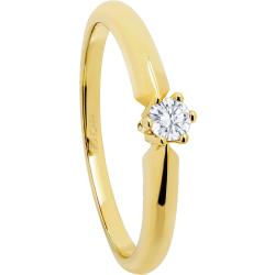 MONCARA Damen Ring, 585er Gold mit 1 Diamanten, ca. 0,12 Karat, roségold, 60