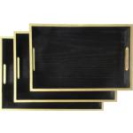 Schwarze Rechteckige Tablettsets aus Holz 3-teilig 