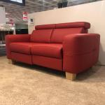Mondo | Sofa Loft Leder Rot Royal Fuß Eiche mit beidseitiger Relaxfunktion