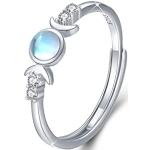 Nickelfreie Hellblaue Elegante Mondstein Ringe aus Silber für Kinder 