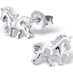 Silberne Pferde Ohrringe mit Einhornmotiv aus Silber für Damen 