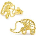 Goldene Elefanten Ohrringe aus Silber für Damen 