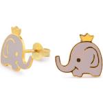 Graue Elefanten Ohrringe aus vergoldet für Damen 