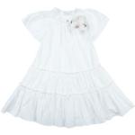 Weiße Unifarbene Kurzärmelige MONNALISA Kinderfestkleider aus Taft Handwäsche für Mädchen 