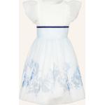 Reduzierte Blaue Blumenmuster MONNALISA Tüllkleider mit Reißverschluss aus Baumwolle für Damen für den für den Winter 
