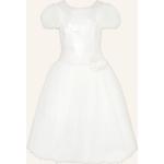 Reduzierte Weiße MONNALISA V-Ausschnitt Plisseekleider mit Pailletten mit Reißverschluss aus Baumwolle für Damen für den für den Winter 