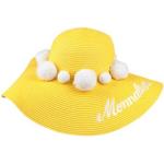 Gelbe Bestickte MONNALISA Kinderstrohhüte aus Stroh 54 für Mädchen 