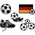 Set #012 Fußball Schwarz Aufnäher 6 Stück Bügelbild Sport Flicken Applikation 