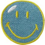 Blaue Emoji Smiley Applikationen & Aufnäher maschinenwaschbar 