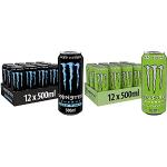 Monster Energy Zero Sugar, 12x500 ml, Einweg-Dose, mit klassischem Energy-Geschmack und Zero Zucker & Ultra Paradise, 12x500 ml, Einweg-Dose, Zero Zucker und Zero Kalorien
