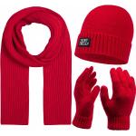 Rote Strick-Handschuhe aus Acryl für Damen Einheitsgröße für den für den Winter 