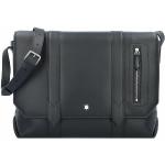 Schwarze Montblanc Messenger Bags & Kuriertaschen mit Reißverschluss aus Kalbsleder mit Außentaschen medium 