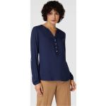 Dunkelblaue Unifarbene Langärmelige MONTEGO V-Ausschnitt Blusenshirts & Schlusen aus Viskose für Damen Größe S 