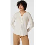 Offwhitefarbene Unifarbene Langärmelige MONTEGO V-Ausschnitt Blusenshirts & Schlusen aus Viskose für Damen Größe L 