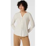 Offwhitefarbene Unifarbene Langärmelige MONTEGO V-Ausschnitt Blusenshirts & Schlusen aus Viskose für Damen Größe XL 