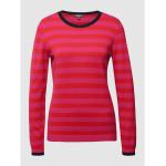 Pinke Gestreifte Langärmelige MONTEGO Rippshirts aus Baumwollmischung für Damen Größe XS 