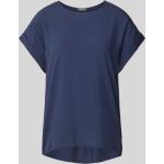 Dunkelblaue Unifarbene Kurzärmelige MONTEGO Rundhals-Ausschnitt Blusenshirts & Schlusen aus Viskose für Damen Größe M 