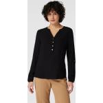 Schwarze Unifarbene Langärmelige MONTEGO V-Ausschnitt Blusenshirts & Schlusen aus Viskose für Damen Größe M 