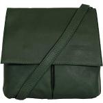 Reduzierte Dunkelgrüne Lederhandtaschen mit Reißverschluss aus Leder mit Innentaschen für Damen 