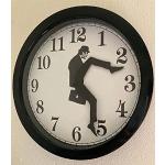 Monty Python inspirierte Silly Walk Wanduhr – kreative Wanduhr, Kunstwerk, präzise Sekunden, geräuschlose Uhr, kein Ticken, für Schlafzimmer, Büro und Bibliothek, Wanddekorationen (schwarz)