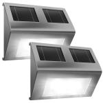 Graue Moderne LED Solarleuchten aus Edelstahl 2-teilig 
