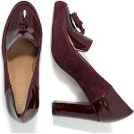 Bordeauxrote Lack-Optik Runde High Heels & Stiletto-Pumps mit Fransen aus Veloursleder für Damen Größe 37 