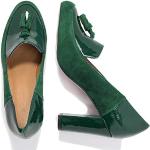 Grüne Lack-Optik Runde Blockabsatz High Heels & Stiletto-Pumps aus Veloursleder für Damen Größe 38 