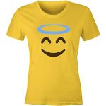 MoonWorks® Damen T-Shirt Emoticon Gruppenkostüm Fasching Karneval Junggesellenabschied JGA lustig Fun-Shirt Engel gelb M