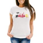 Weiße Kurzärmelige Deutschland Rundhals-Ausschnitt Deutschland T-Shirts mit Skyline-Motiv aus Baumwolle für Damen Größe XS 