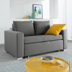 mooved Schlafsofa Latina 2-Sitzer Grau Webstoff 150x90x90 cm (BxHxT) mit Schlaffunktion/Bettkasten Modern