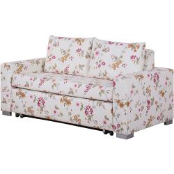 mooved Schlafsofa Latina VI 2-Sitzer Beige/Pink Webstoff 150x90x90 cm mit Schlaffunktion und Bettkasten