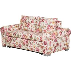 mooved Schlafsofa Latina XII 2-Sitzer Beige/Pink Webstoff 185x90x90 cm mit Schlaffunktion und Bettkasten