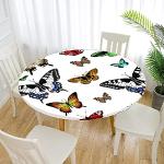 Weiße Karo Maritime Runde eckige Tischdecken 70 cm mit Insekten-Motiv aus Polyester 
