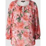 Pinke Blumenmuster Langärmelige MORE & MORE Blusenshirts & Schlusen aus Viskose für Damen Größe XS 