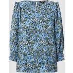Hellblaue Blumenmuster 3/4-ärmelige MORE & MORE Blusenshirts & Schlusen aus Viskose für Damen Größe L 
