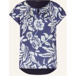Dunkelblaue Blumenmuster MORE & MORE Blusenshirts & Schlusen mit Cutwork aus Jersey für Damen Größe L 