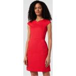 Rote Business Kurzärmelige MORE & MORE V-Ausschnitt Taillierte Kleider mit Reißverschluss aus Baumwollmischung für Damen Größe XS 