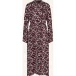 Pinke Blumenmuster Langärmelige MORE & MORE Winterkleider aus Viskose für Damen Größe M 
