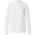 Weiße Unifarbene Langärmelige MORE & MORE Stehkragen Langarmblusen für Damen Größe M für den für den Frühling 