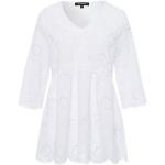 Weiße Unifarbene Langärmelige MORE & MORE Langarmblusen mit Knopf für Damen Größe XS für den für den Frühling 