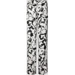 Offwhitefarbene MORE & MORE Marlenehosen mit Reißverschluss aus Viskose für Damen Größe S 
