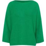 Reduzierte Grüne Unifarbene Oversize 3/4-ärmelige MORE & MORE Strickpullover aus Wolle mit Kapuze für Damen Größe XS für den für den Herbst 