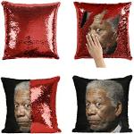 Morgan Freeman Ageless Surprised Face_MA0835 Sequins 16x16 Pillow Cover with 18x18 inch Insert Girly Stuff Boys Xmas Present (Cover + Insert)