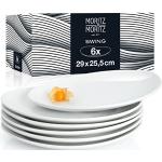 Moritz & Moritz 6tlg Swing Dinner Teller Set 6 Personen 29 x 25,5 cm – Keramik Geschirrset als Speiseteller Menüteller oder Essteller weiß – Made in Portugal