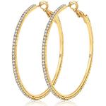 Reduzierte Silberne Strass Ohrringe aus Gold 14 Karat mit Strass für Damen 