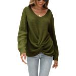 Dunkelgrüne Unifarbene Casual Langärmelige Tunika-Blusen für Damen Größe XXL für Partys für den für den Herbst 
